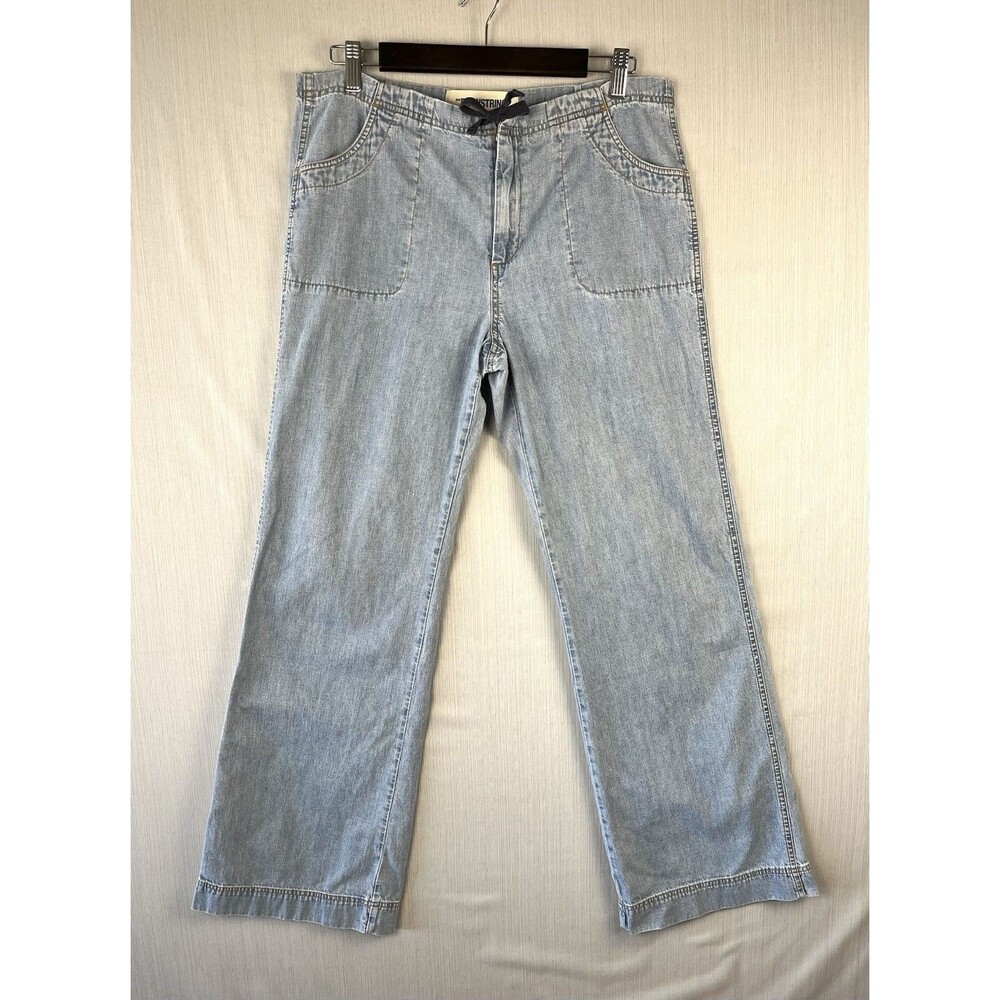Y2K Normcore Gap‎ Drawstring Waist Denim Jeans Wide Leg Patch Pocket Women’s 10